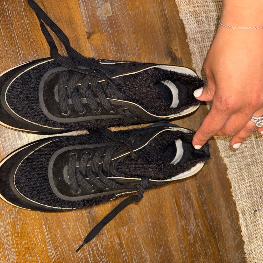 Chanel Black Tweed & Suede CC LaceUp Fuzzy Sneakers - Picture 9 of 11